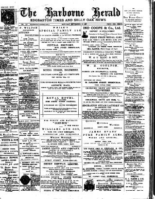 cover page of Harborne Herald published on September 18, 1897