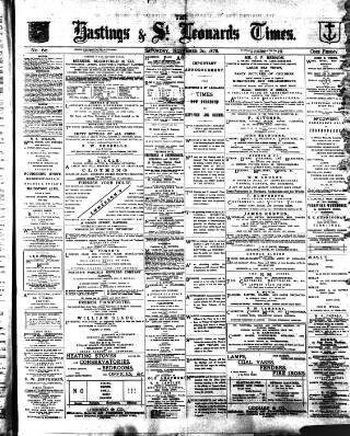 cover page of Hastings & St. Leonards Times published on November 30, 1878