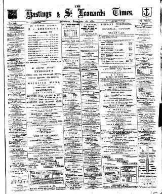 cover page of Hastings & St. Leonards Times published on February 28, 1880