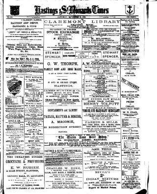 cover page of Hastings & St. Leonards Times published on September 18, 1886