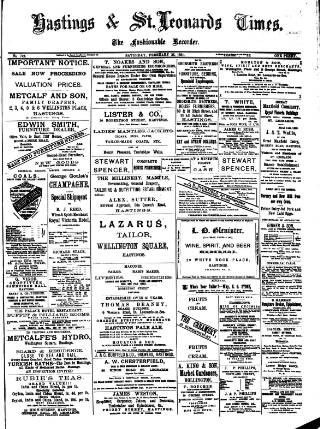 cover page of Hastings & St. Leonards Times published on February 28, 1891