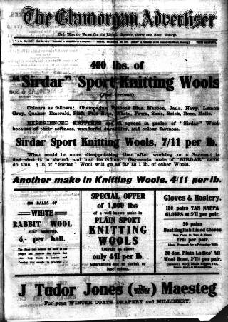 cover page of Glamorgan Advertiser published on December 30, 1921