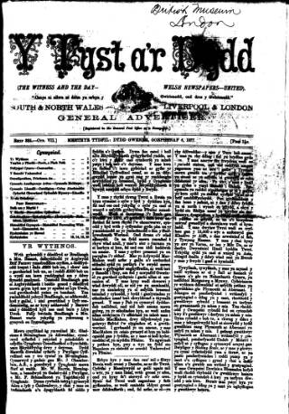 cover page of Y Tyst published on July 6, 1877