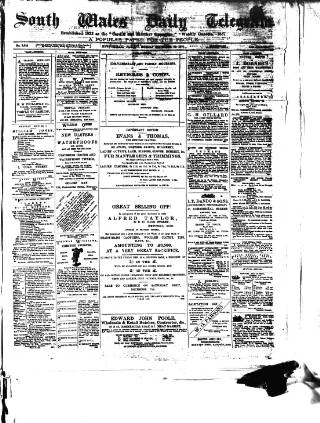 cover page of South Wales Daily Telegram published on December 30, 1878