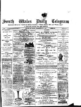 cover page of South Wales Daily Telegram published on July 6, 1881