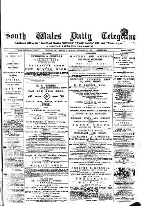 cover page of South Wales Daily Telegram published on November 30, 1881