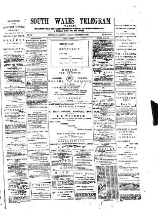 cover page of South Wales Daily Telegram published on November 15, 1887