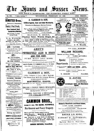 cover page of Hants and Sussex News published on February 28, 1900