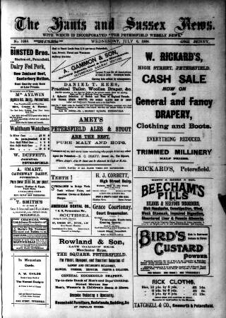 cover page of Hants and Sussex News published on July 6, 1904