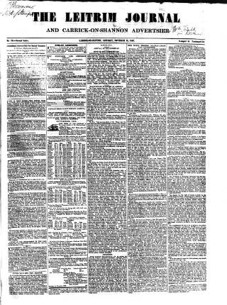 cover page of Leitrim Journal published on November 15, 1862