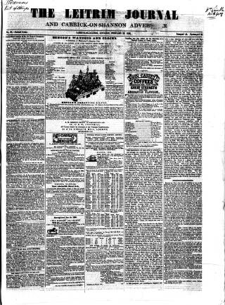 cover page of Leitrim Journal published on February 28, 1863