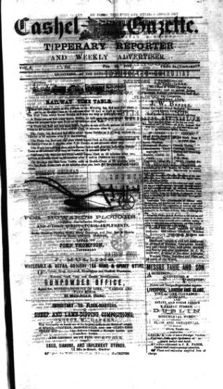 cover page of Cashel Gazette and Weekly Advertiser published on February 28, 1874