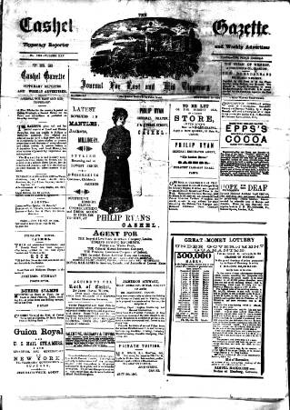 cover page of Cashel Gazette and Weekly Advertiser published on November 15, 1890