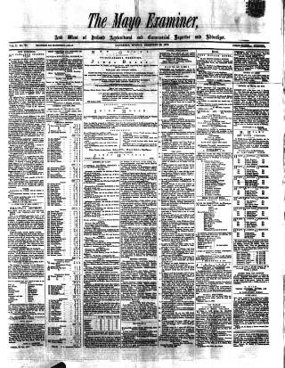 cover page of Mayo Examiner published on February 28, 1870