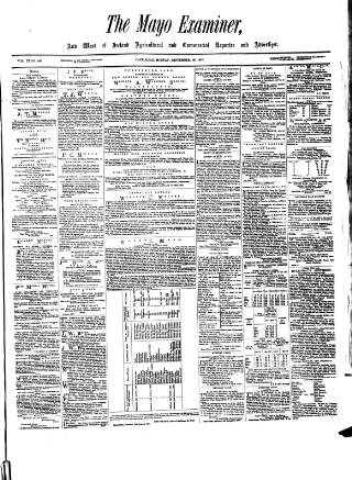 cover page of Mayo Examiner published on September 18, 1876