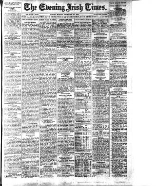cover page of Evening Irish Times published on November 30, 1908