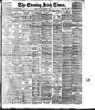 cover page of Evening Irish Times published on November 15, 1909