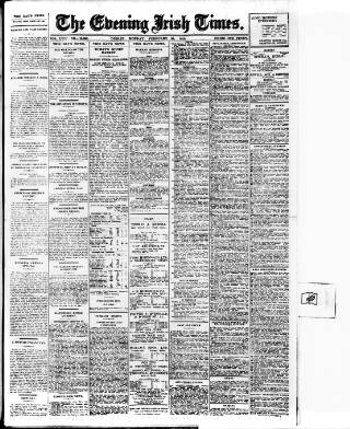 cover page of Evening Irish Times published on February 28, 1916
