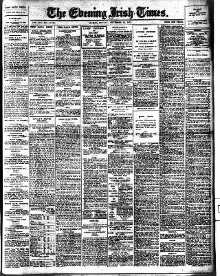 cover page of Evening Irish Times published on September 18, 1916