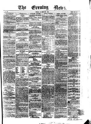 cover page of Evening News (Dublin) published on February 28, 1862