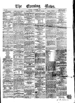 cover page of Evening News (Dublin) published on September 18, 1862