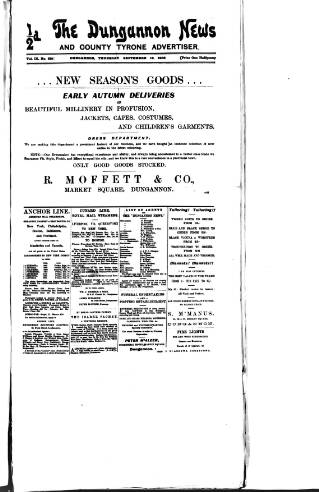 cover page of Dungannon News published on September 18, 1902