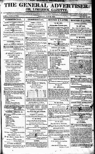 cover page of Limerick Gazette published on May 29, 1810