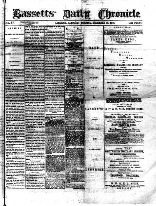 cover page of Bassett's Chronicle published on December 30, 1876