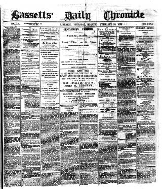 cover page of Bassett's Chronicle published on February 28, 1878