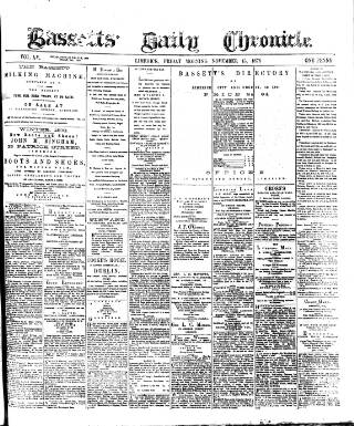 cover page of Bassett's Chronicle published on November 15, 1878