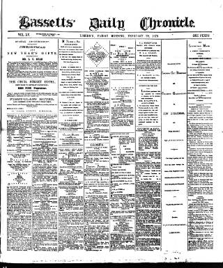 cover page of Bassett's Chronicle published on February 28, 1879