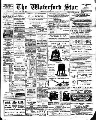 cover page of Waterford Star published on November 30, 1895