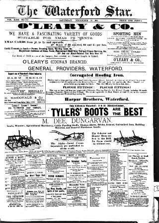 cover page of Waterford Star published on December 30, 1905