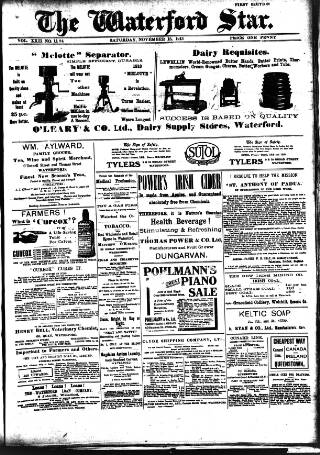 cover page of Waterford Star published on November 15, 1913