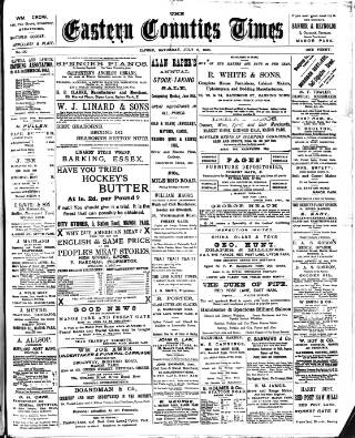 cover page of Eastern Counties' Times published on July 6, 1895