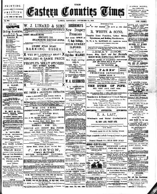 cover page of Eastern Counties' Times published on November 30, 1895