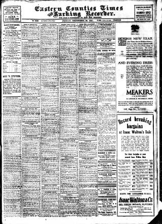 cover page of Eastern Counties' Times published on December 30, 1927