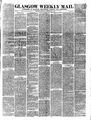 cover page of Glasgow Weekly Mail published on September 18, 1869
