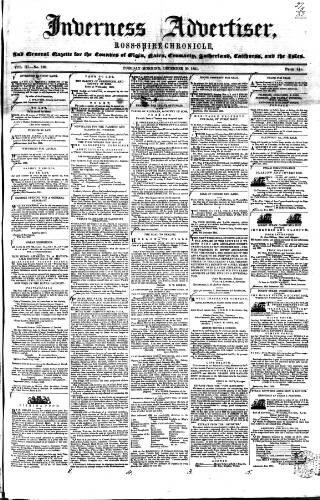 cover page of Inverness Advertiser and Ross-shire Chronicle published on December 30, 1851