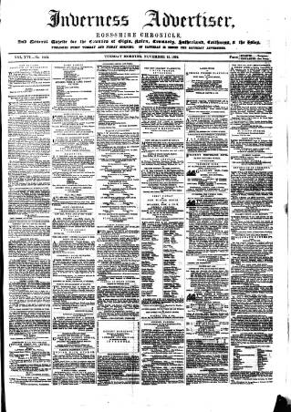 cover page of Inverness Advertiser and Ross-shire Chronicle published on November 15, 1864