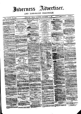 cover page of Inverness Advertiser and Ross-shire Chronicle published on September 18, 1885