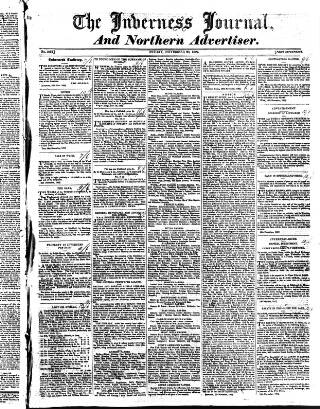 cover page of Inverness Journal and Northern Advertiser published on November 30, 1827