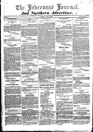 cover page of Inverness Journal and Northern Advertiser published on July 6, 1832