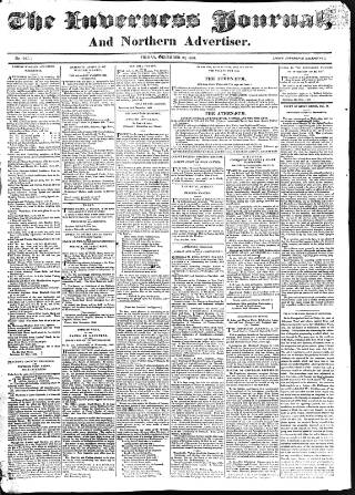 cover page of Inverness Journal and Northern Advertiser published on December 30, 1836