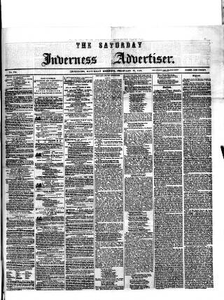 cover page of Saturday Inverness Advertiser published on February 28, 1874