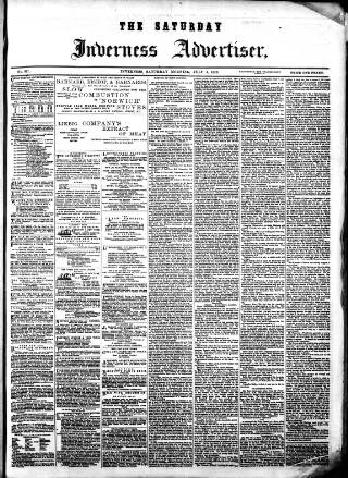 cover page of Saturday Inverness Advertiser published on July 6, 1878