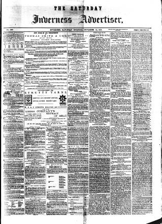 cover page of Saturday Inverness Advertiser published on November 15, 1879