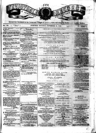 cover page of Teviotdale Record and Jedburgh Advertiser published on September 18, 1869