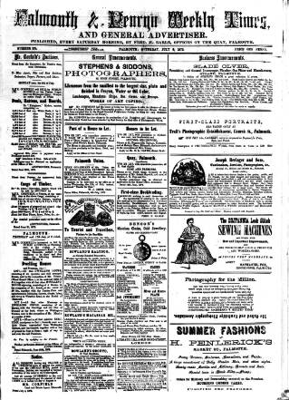 cover page of Cornish Echo and Falmouth & Penryn Times published on July 6, 1872