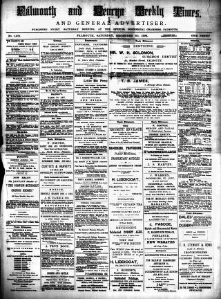 cover page of Cornish Echo and Falmouth & Penryn Times published on December 30, 1893